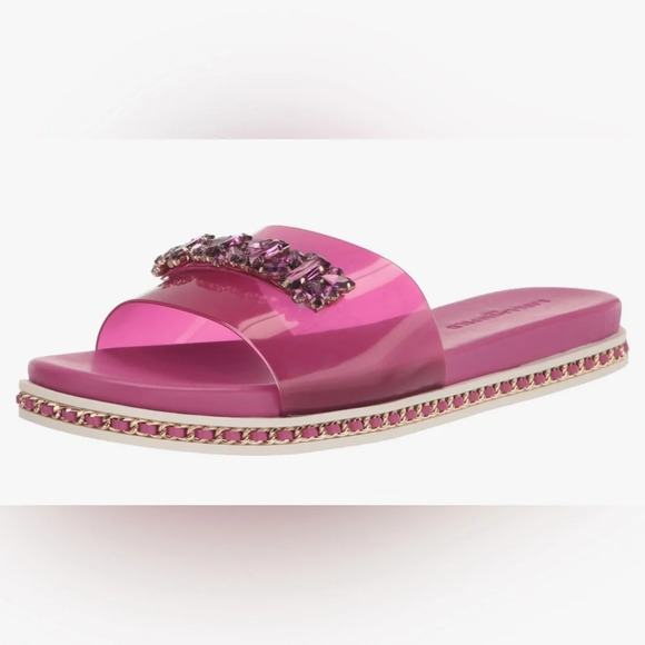 KARL LAGERFELD PARIS Pink Embellished Comfort Bijou Round Toe Platform 6.5 M - Picture 3 of 10